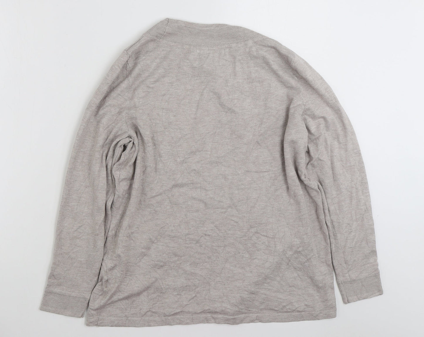 Bonmarché Womens Beige Crew Neck  Viscose Pullover Jumper Size M