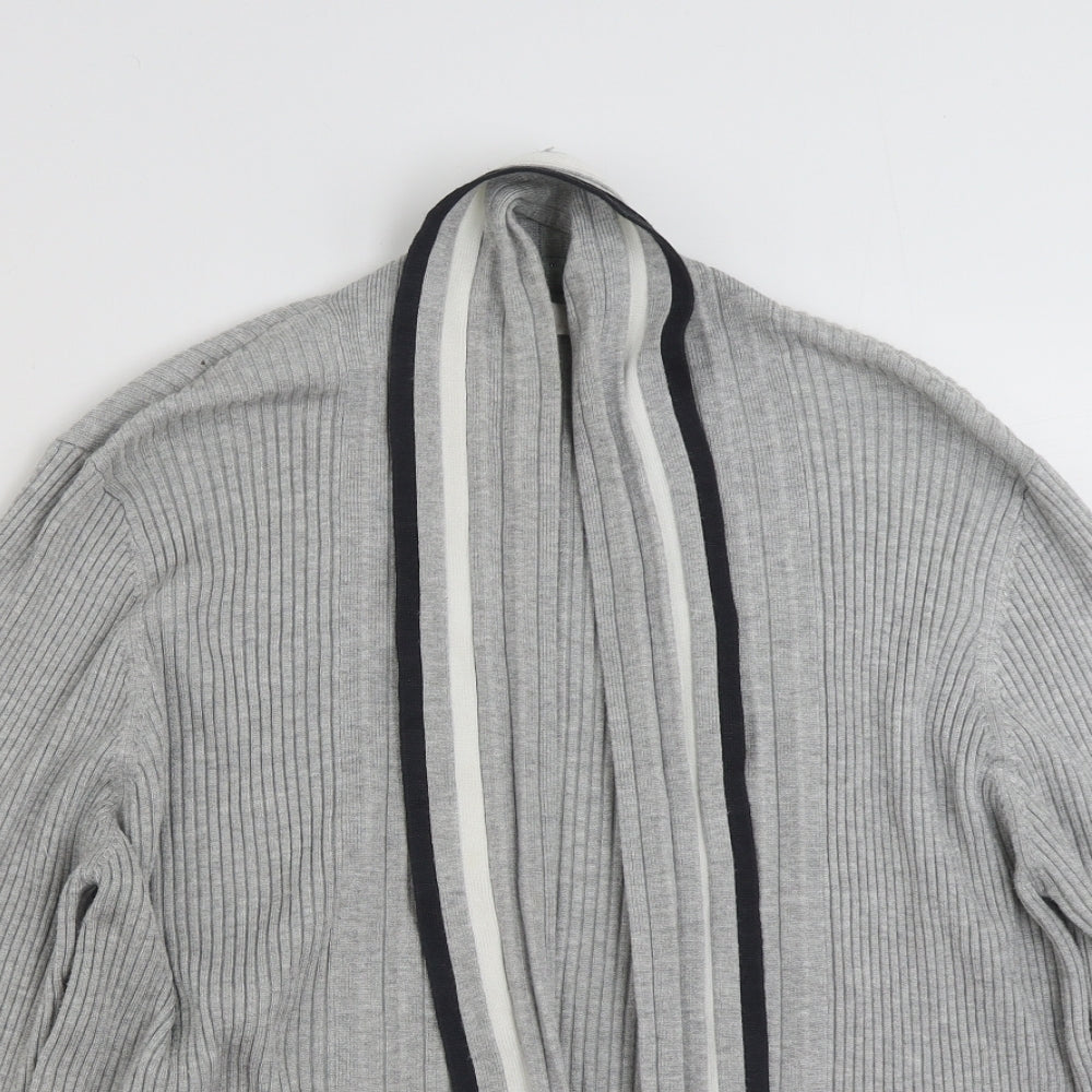 CC Womens Grey V-Neck Striped Viscose Cardigan Jumper Size XL
