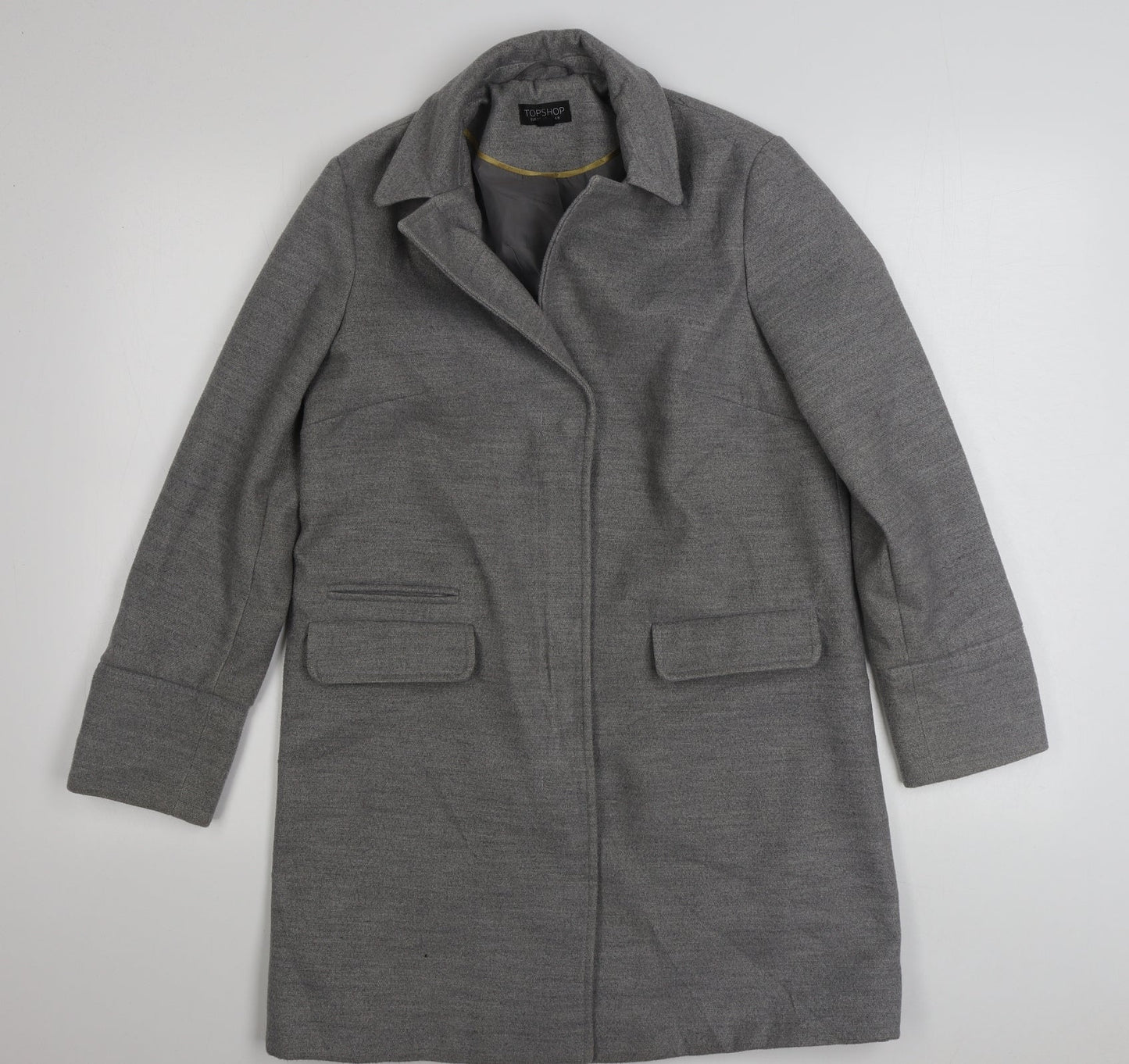 Topshop Womens Grey   Overcoat Coat Size 8  Zip