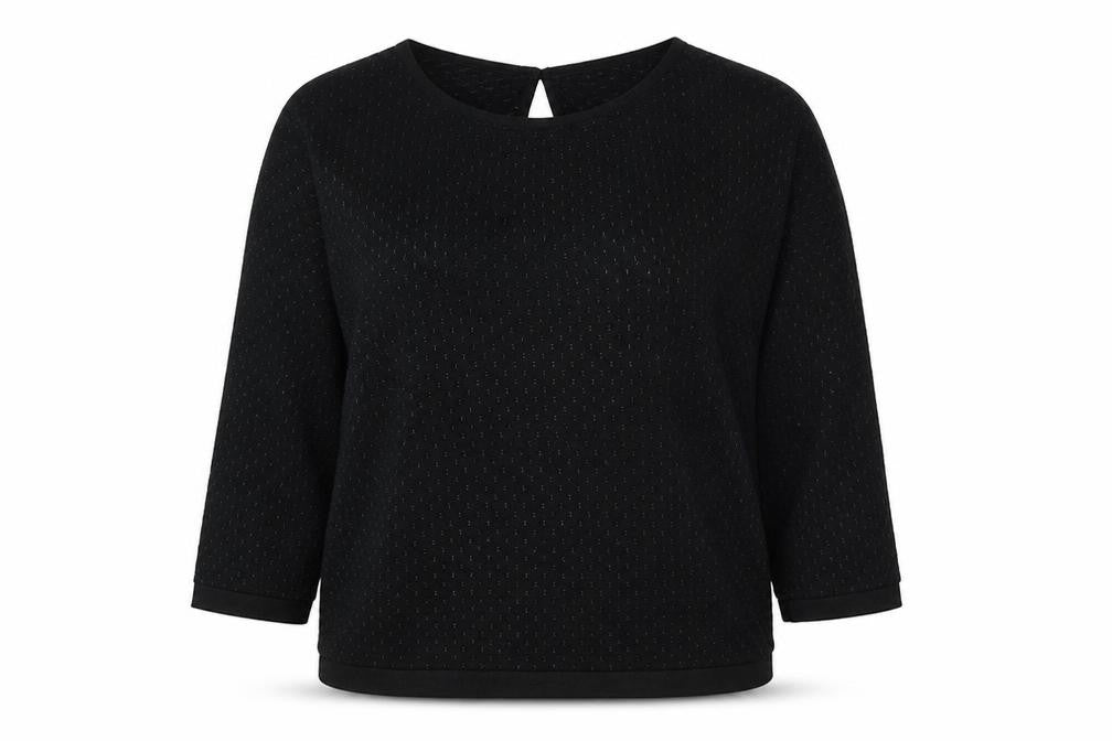Per Una Womens Black Round Neck Geometric Acrylic Pullover Jumper Size 12