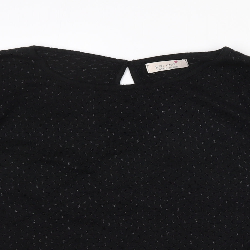 Per Una Womens Black Round Neck Geometric Acrylic Pullover Jumper Size 12