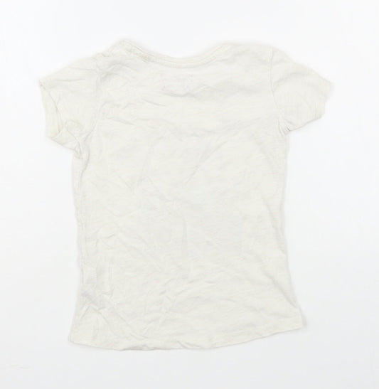 Primark Girls White  Cotton Basic T-Shirt Size 7-8 Years Round Neck Pullover