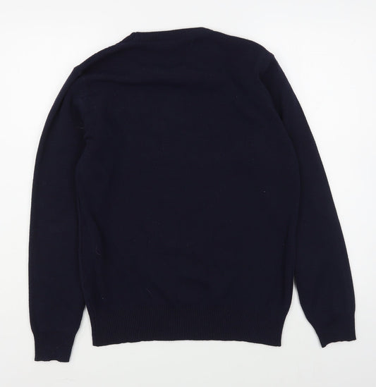 Preworn Mens Blue Round Neck  Polyester Pullover Jumper Size M