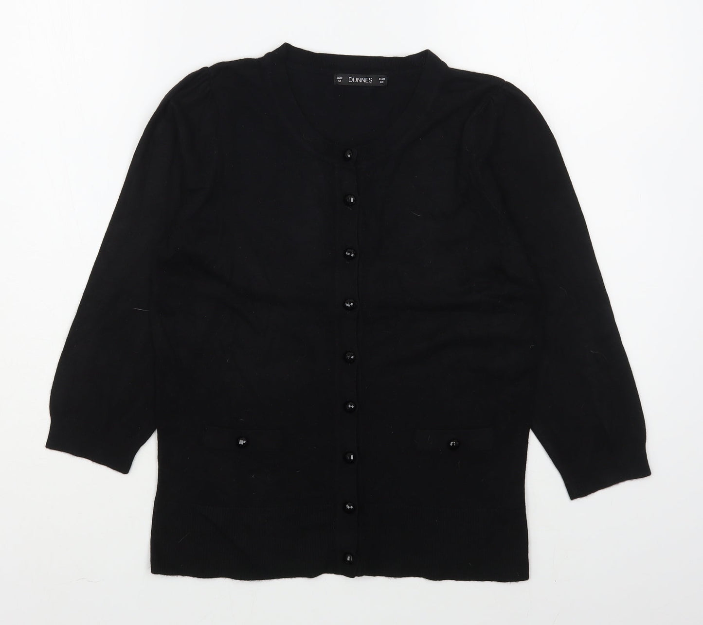 Dunnes Stores Womens Black V-Neck  Viscose Cardigan Jumper Size 8