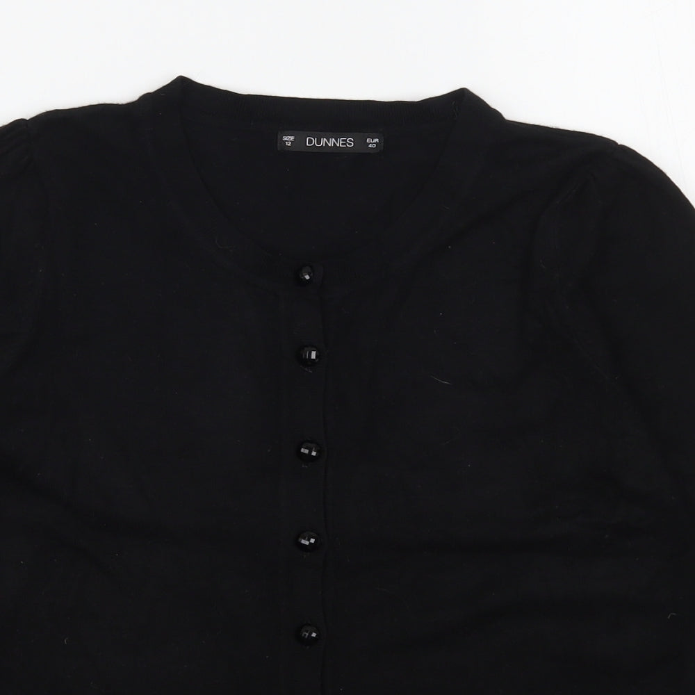 Dunnes Stores Womens Black V-Neck  Viscose Cardigan Jumper Size 8