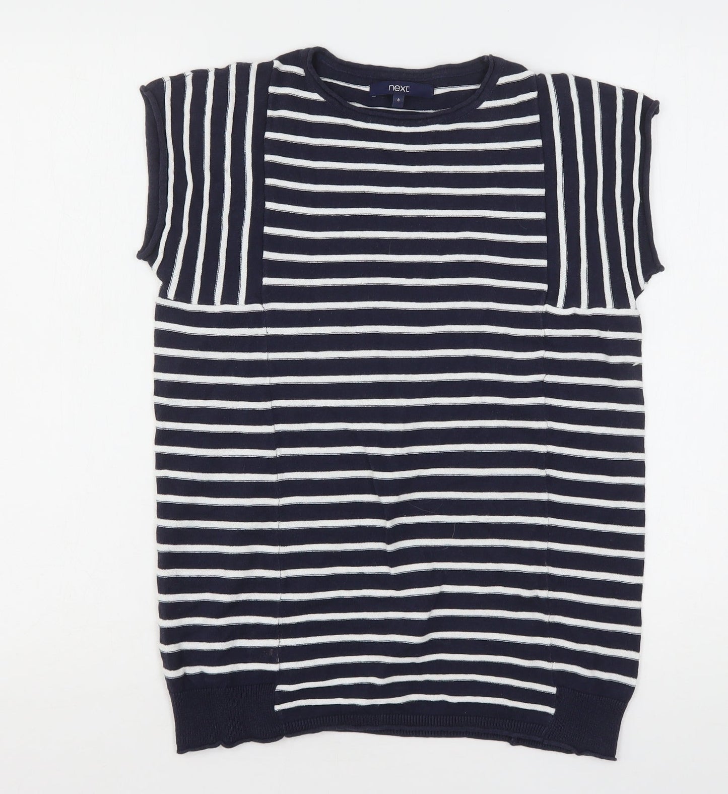 NEXT Womens Multicoloured Round Neck Striped Cotton Pullover Jumper Size 8