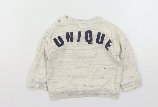 F&F Boys Beige  Cotton Pullover Jumper Size 6-9 Months