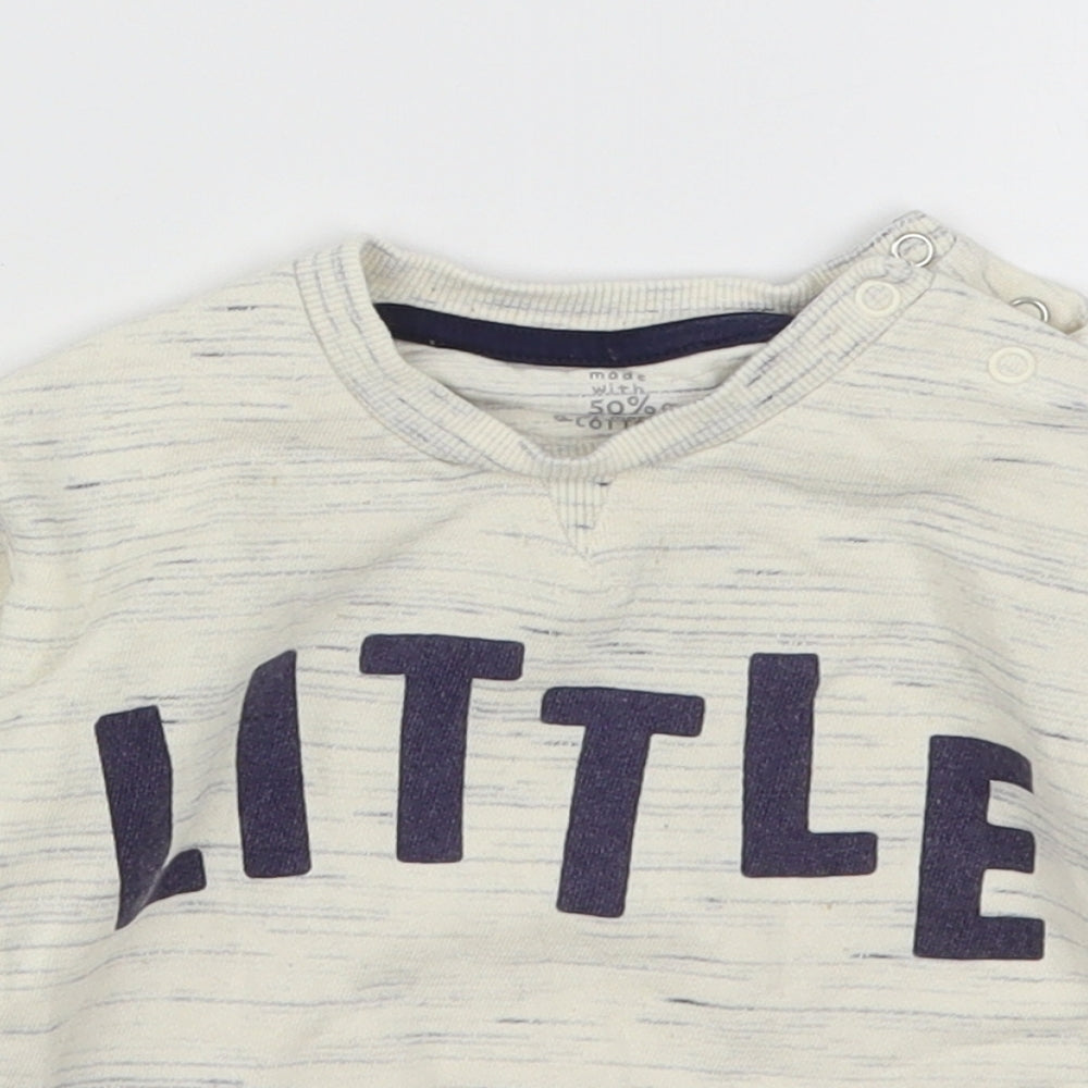 F&F Boys Beige  Cotton Pullover Jumper Size 6-9 Months