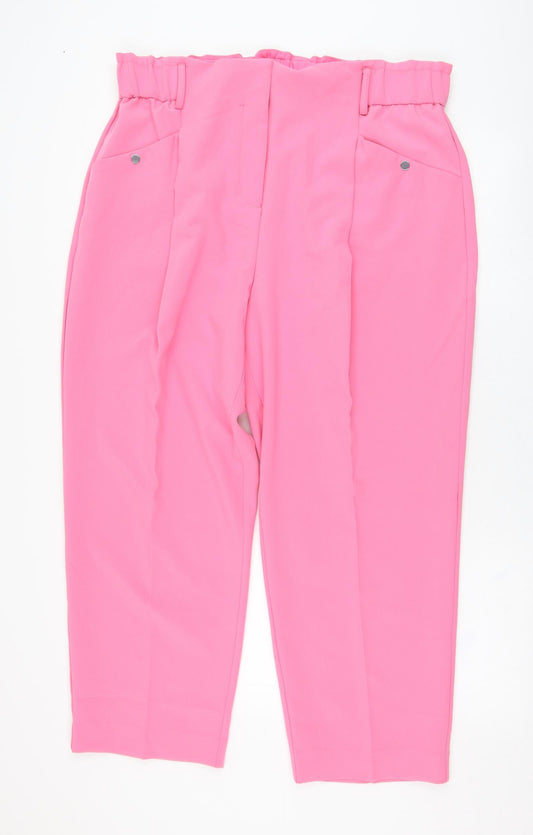 NEXT Womens Pink  Polyester Carrot Trousers Size 29 L26 in Regular Zip