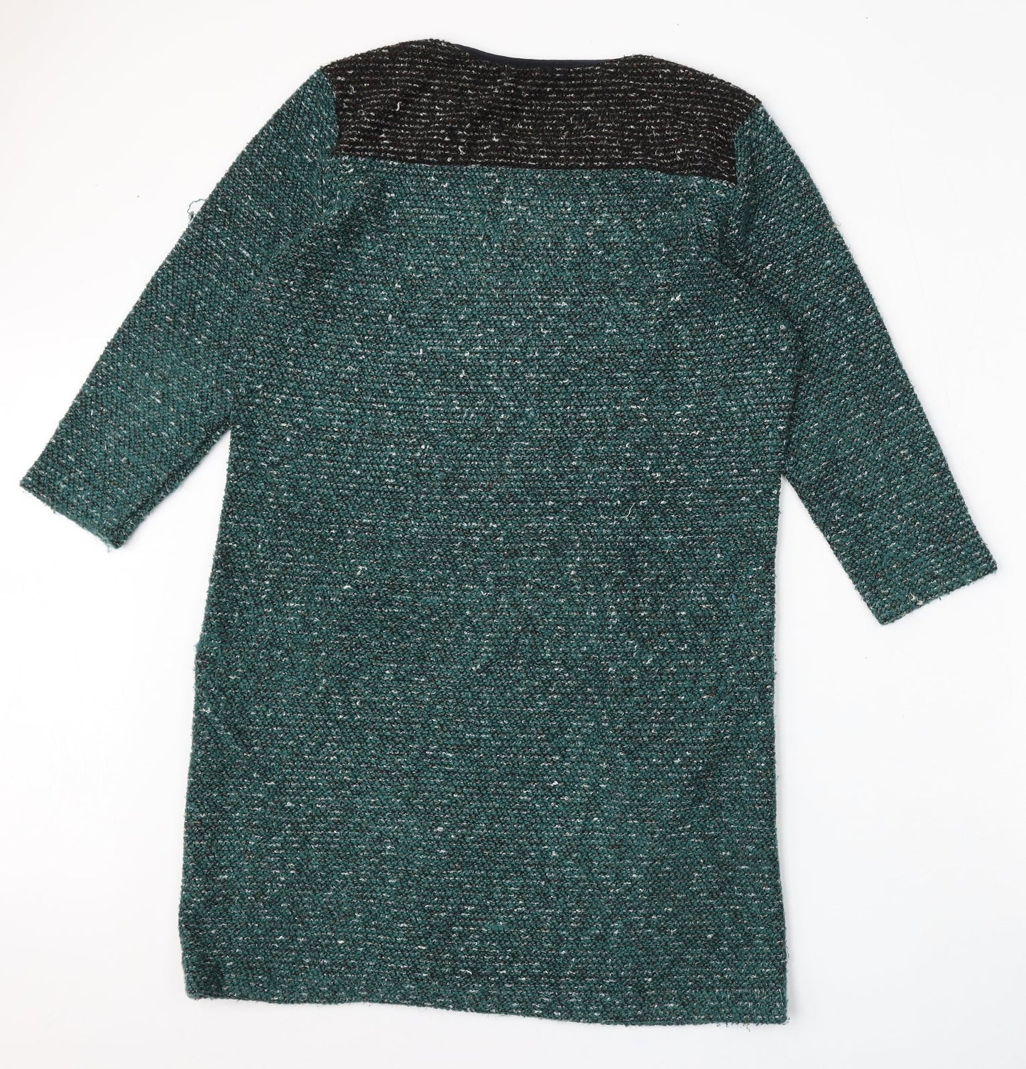 Text Womens Green Round Neck  Polyester Pullover Jumper Size M