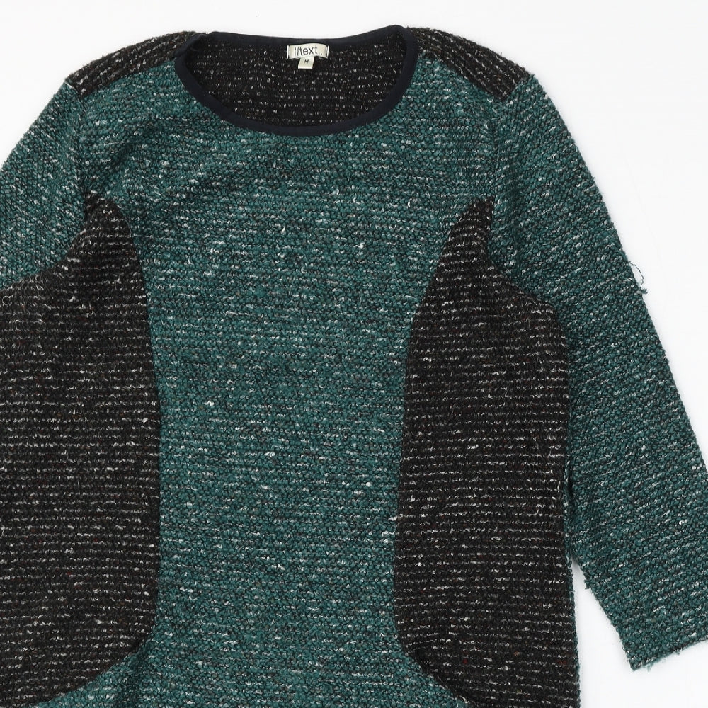 Text Womens Green Round Neck  Polyester Pullover Jumper Size M