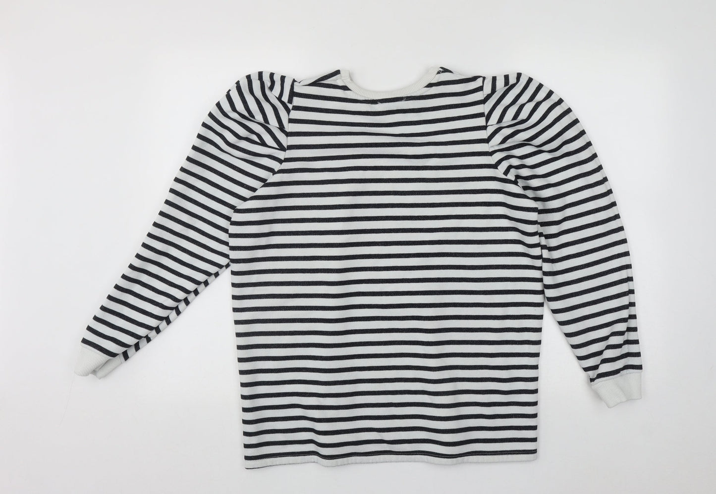 Papaya Womens White Round Neck Striped Polyester Pullover Jumper Size L