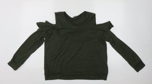 Select Womens Green  Polyester Basic Blouse Size 16 Round Neck