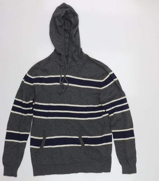 Gap Mens Green Striped Cotton Pullover Hoodie Size M