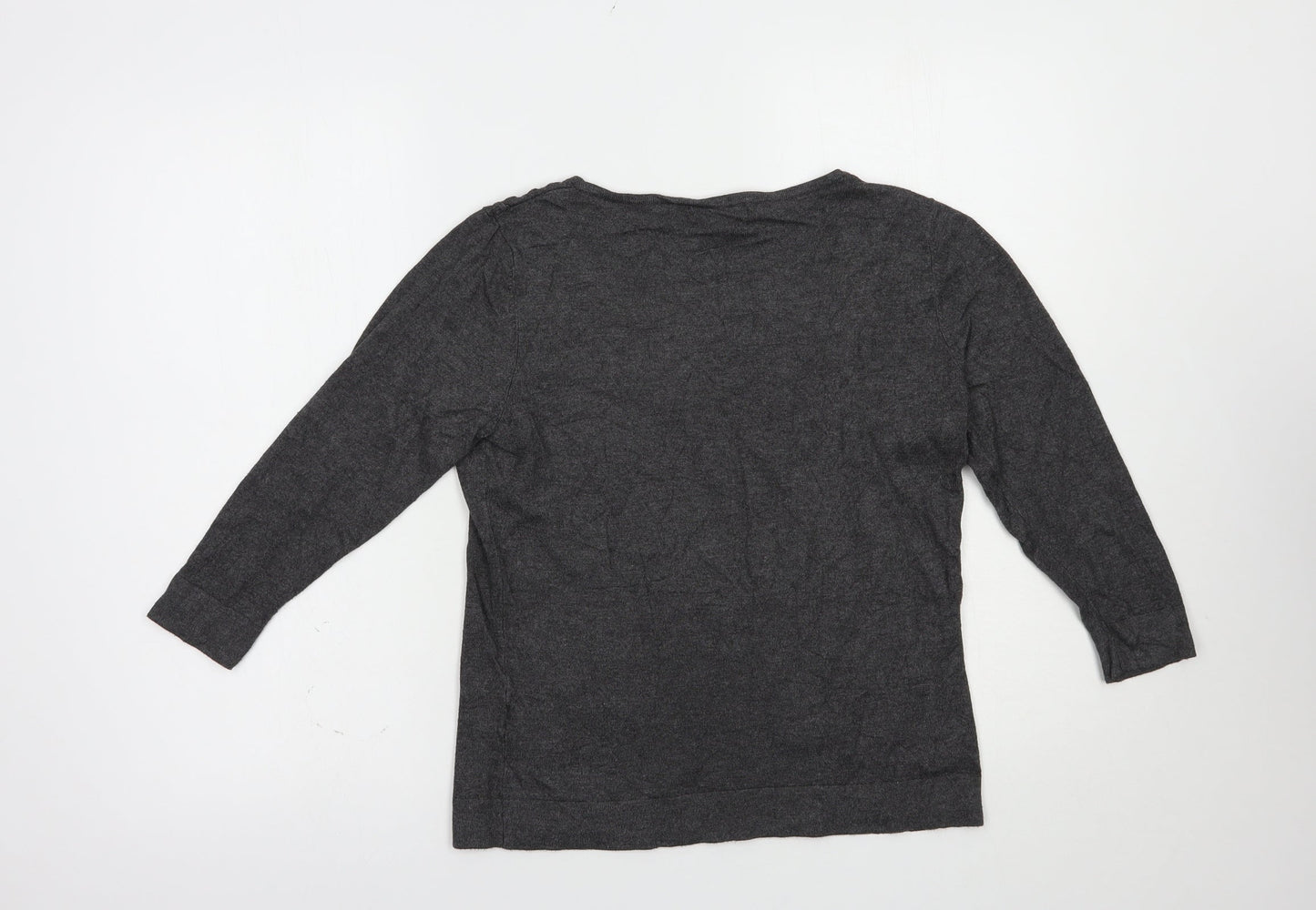 Per Una Womens Grey Boat Neck  Viscose Pullover Jumper Size 12