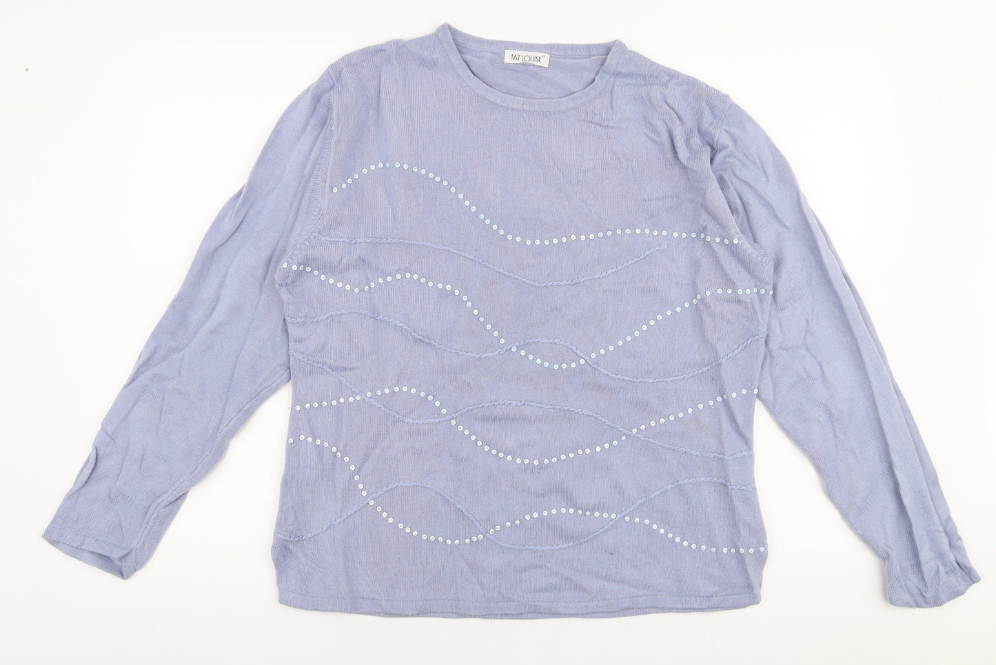 Fay Louise Womens Purple Round Neck  Acrylic Pullover Jumper Size XL