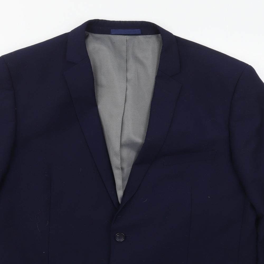 Burton Mens Blue  Polyester Jacket Suit Jacket Size 44