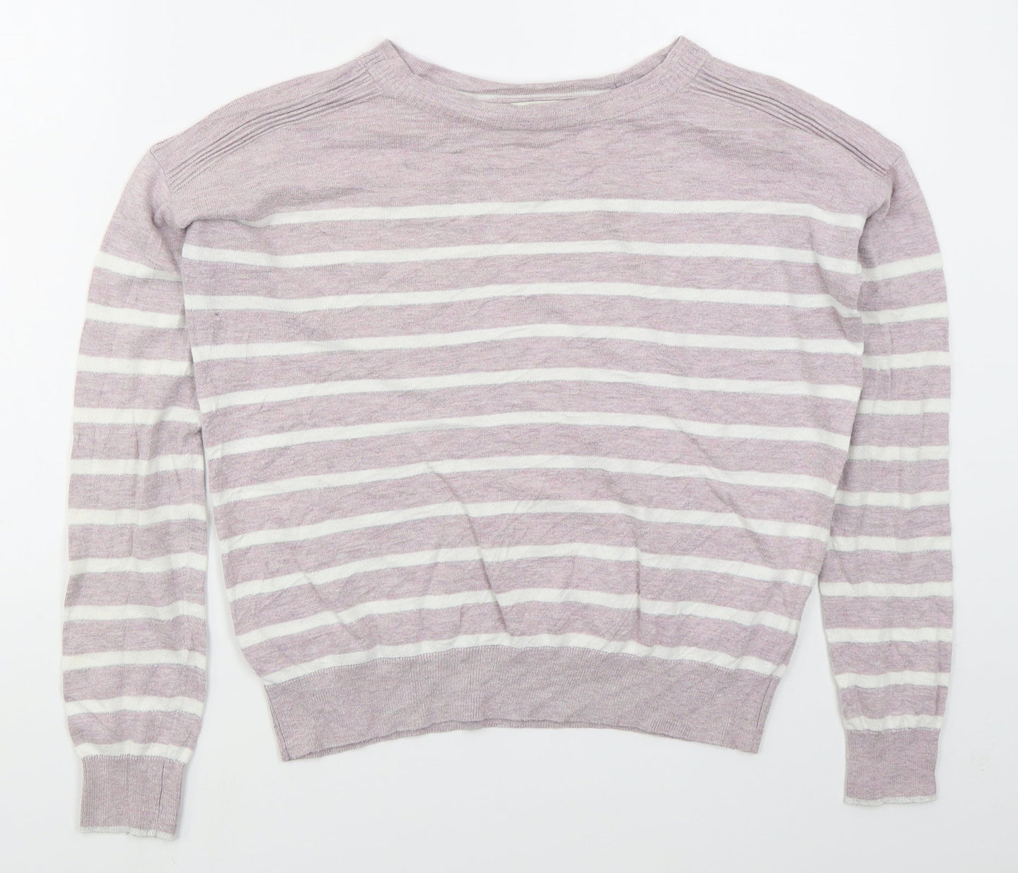 NEXT Womens Pink Crew Neck Striped Cotton Pullover Jumper Size 6