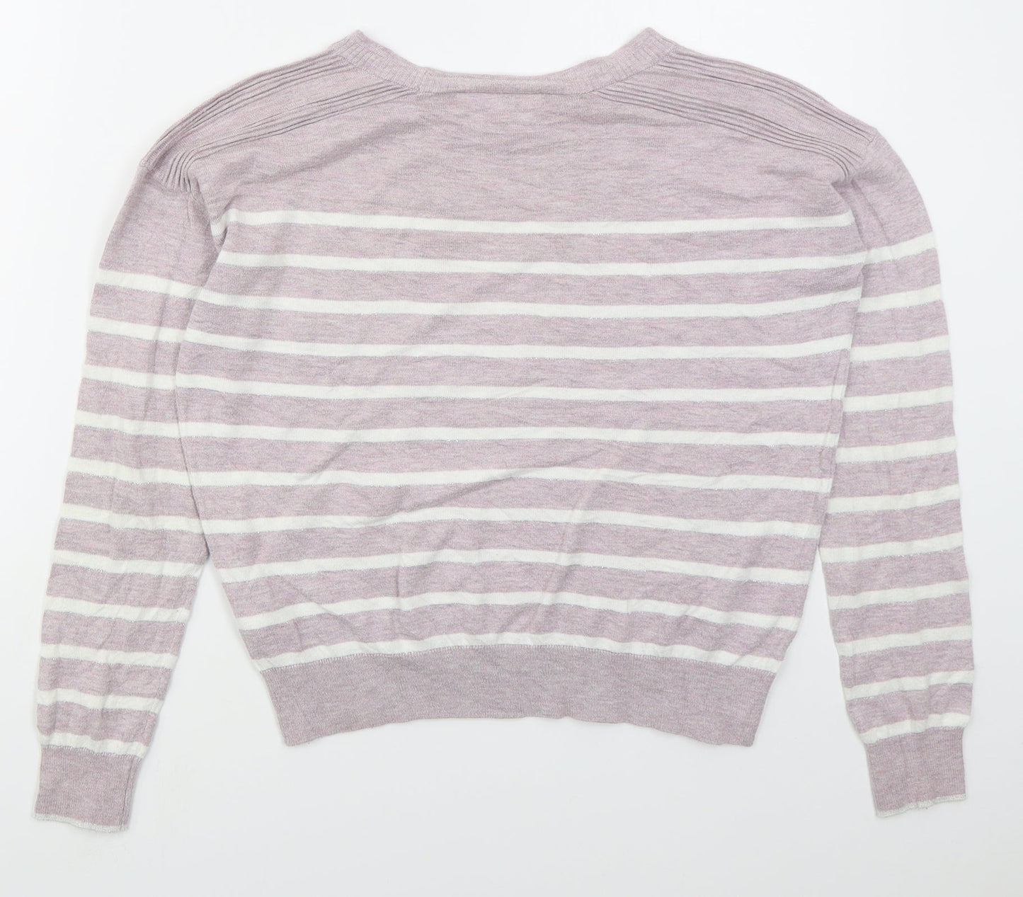 NEXT Womens Pink Crew Neck Striped Cotton Pullover Jumper Size 6