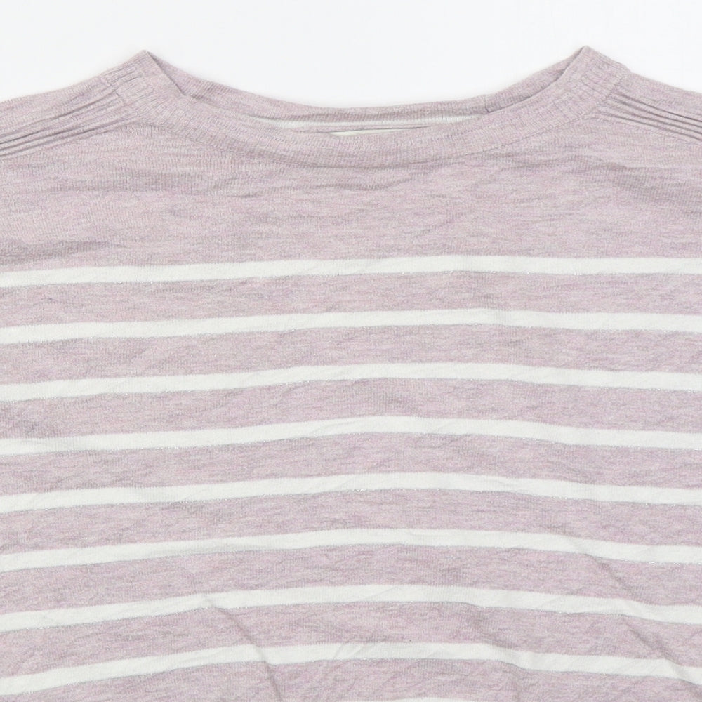 NEXT Womens Pink Crew Neck Striped Cotton Pullover Jumper Size 6