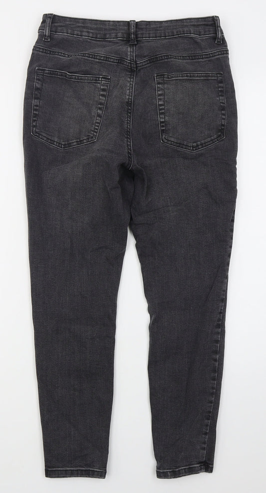 Denim Co Womens Grey  Cotton Skinny Jeans Size 14 L26 in Regular Button