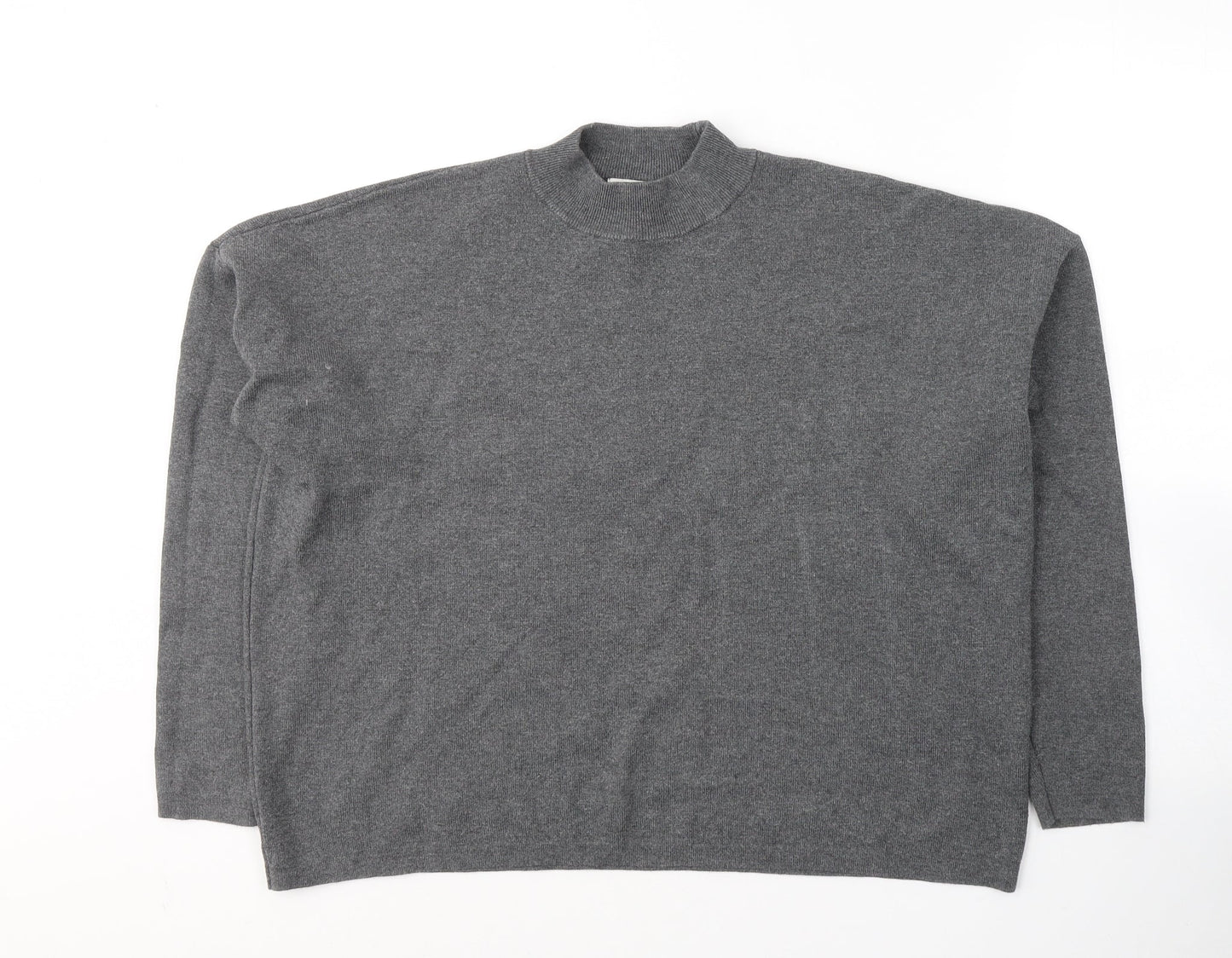 H&M Womens Grey High Neck  Viscose Pullover Jumper Size M