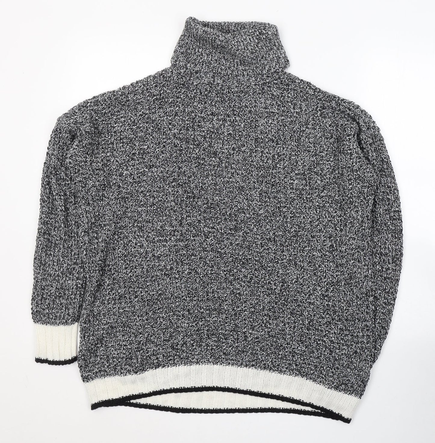 H&M Womens Black Roll Neck  Acrylic Pullover Jumper Size S