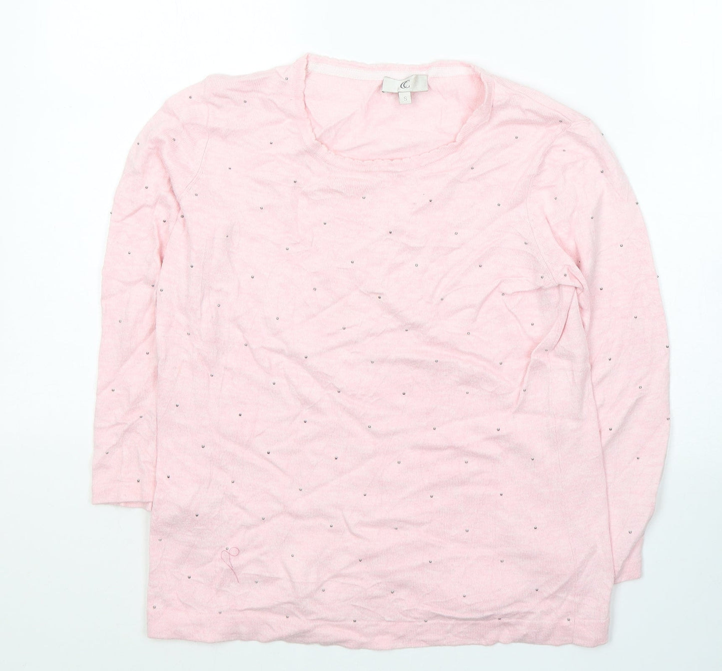 CC Womens Pink Round Neck  Cotton Pullover Jumper Size S