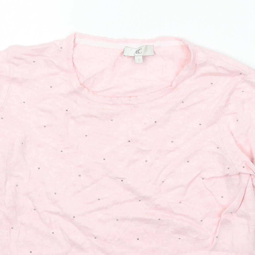 CC Womens Pink Round Neck  Cotton Pullover Jumper Size S