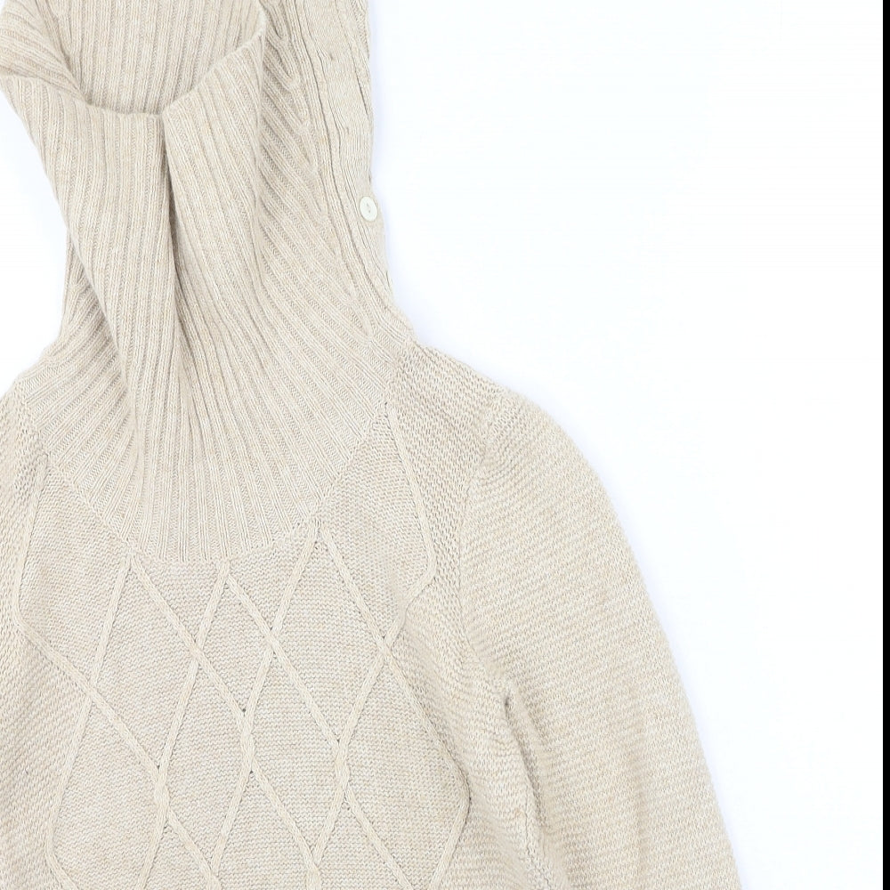 CC Womens Beige High Neck  Cotton Pullover Jumper Size S