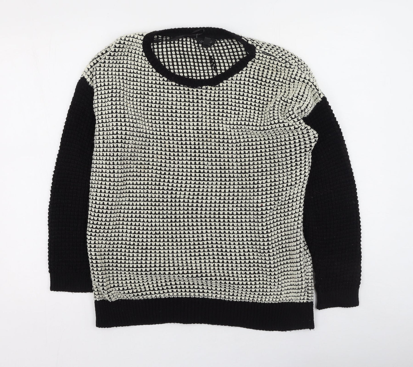 Topshop Womens Black Round Neck  Acrylic Pullover Jumper Size 8