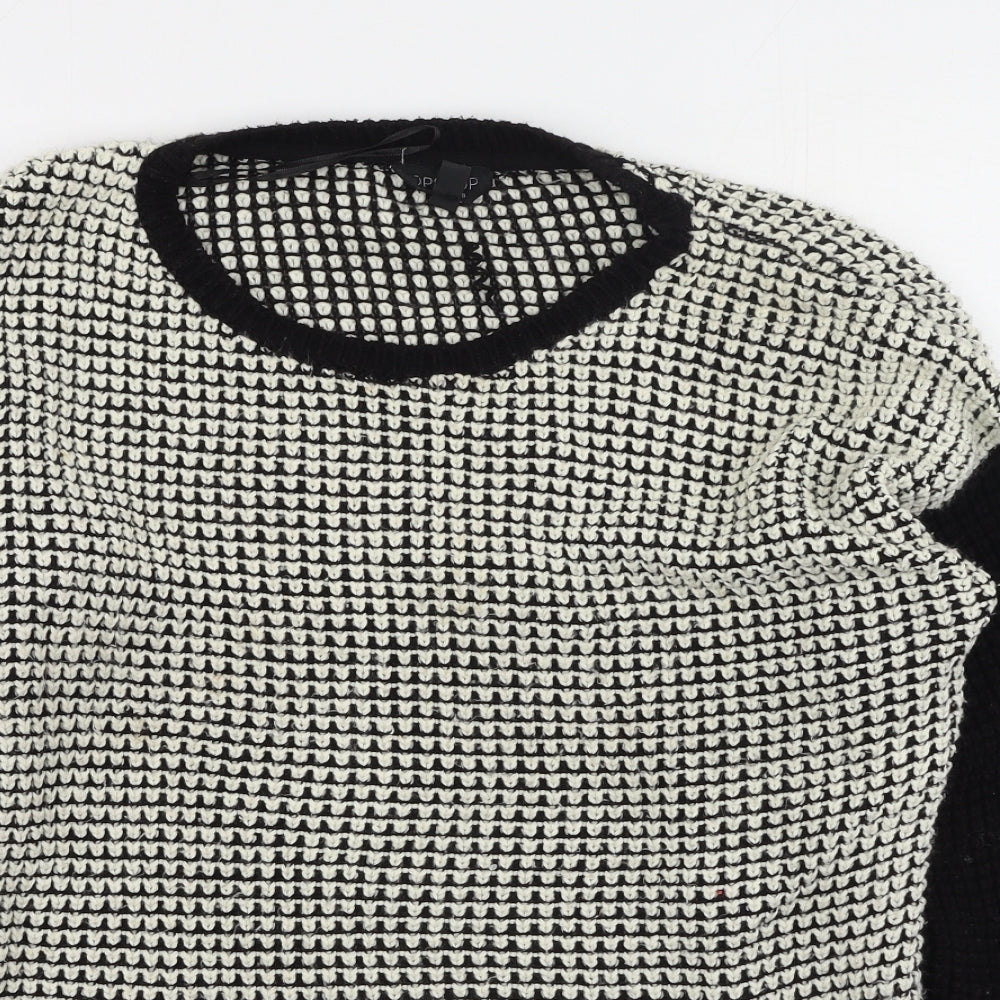 Topshop Womens Black Round Neck  Acrylic Pullover Jumper Size 8