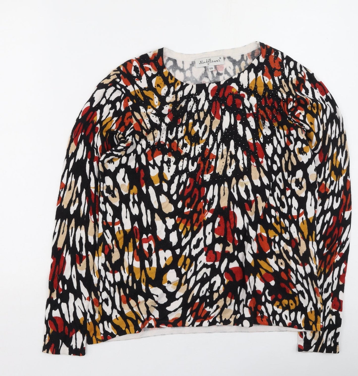 Mudflower Womens Multicoloured  Viscose Pullover Sweatshirt Size S