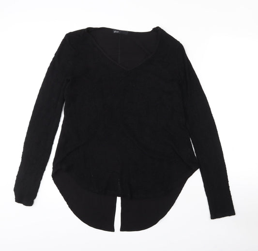 Gibson Womens Black  Polyester Basic Blouse Size S V-Neck - Sheer