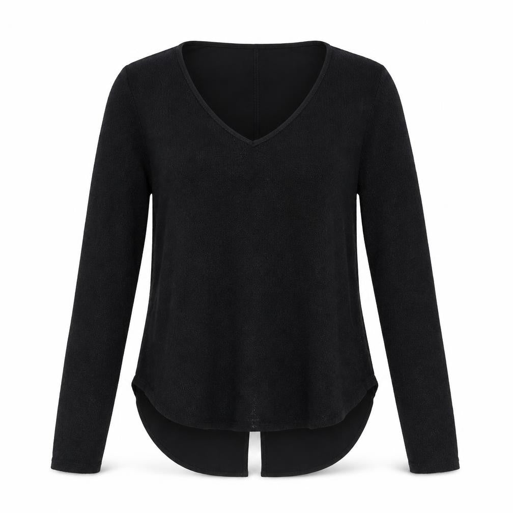 Gibson Womens Black  Polyester Basic Blouse Size S V-Neck - Sheer