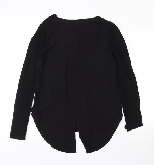 Gibson Womens Black  Polyester Basic Blouse Size S V-Neck - Sheer