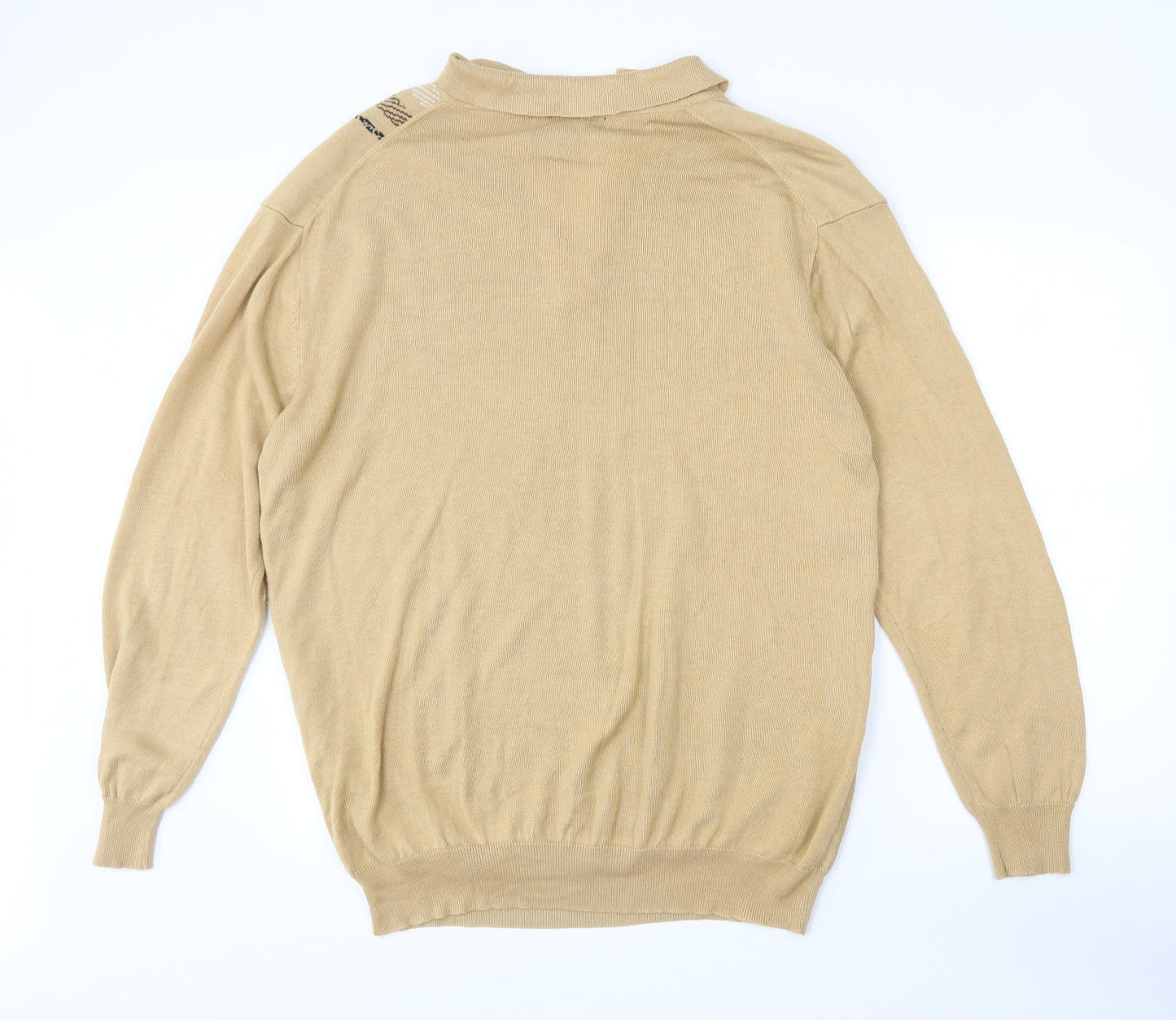 Possi Mens Brown Collared Striped Acrylic Pullover Jumper Size XL