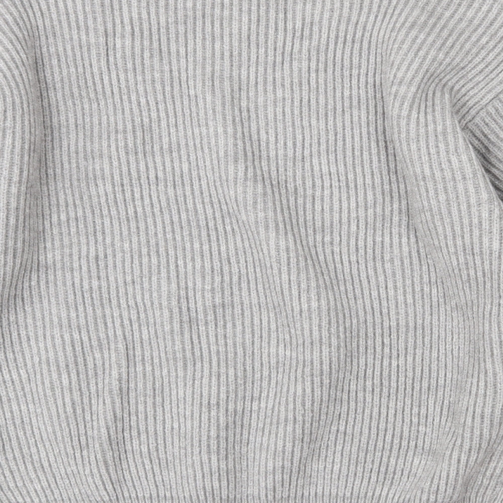 Sheilay Womens Grey V-Neck  Acrylic Pullover Jumper Size 8