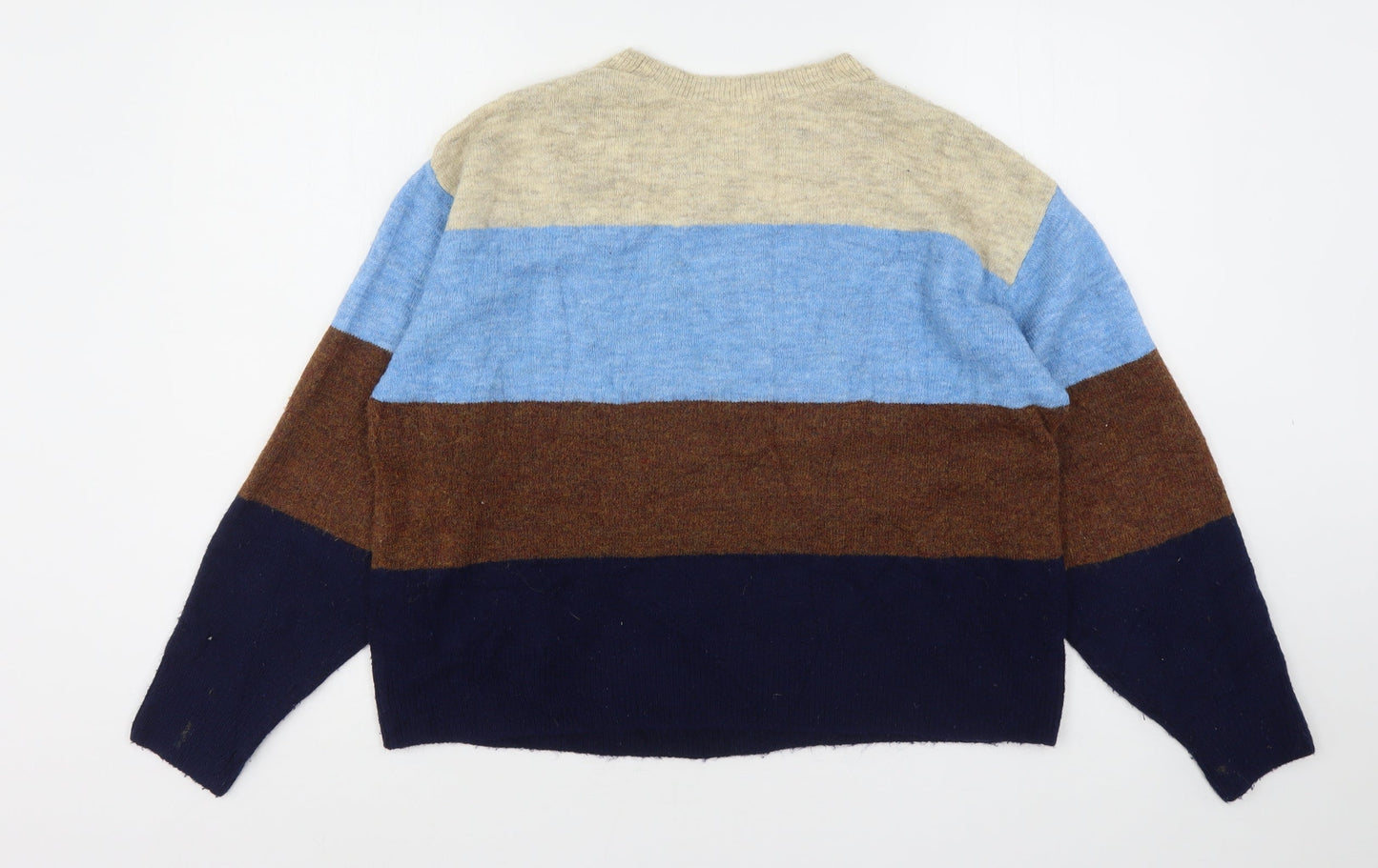 H&M Womens Multicoloured Round Neck Striped Acrylic Pullover Jumper Size XS