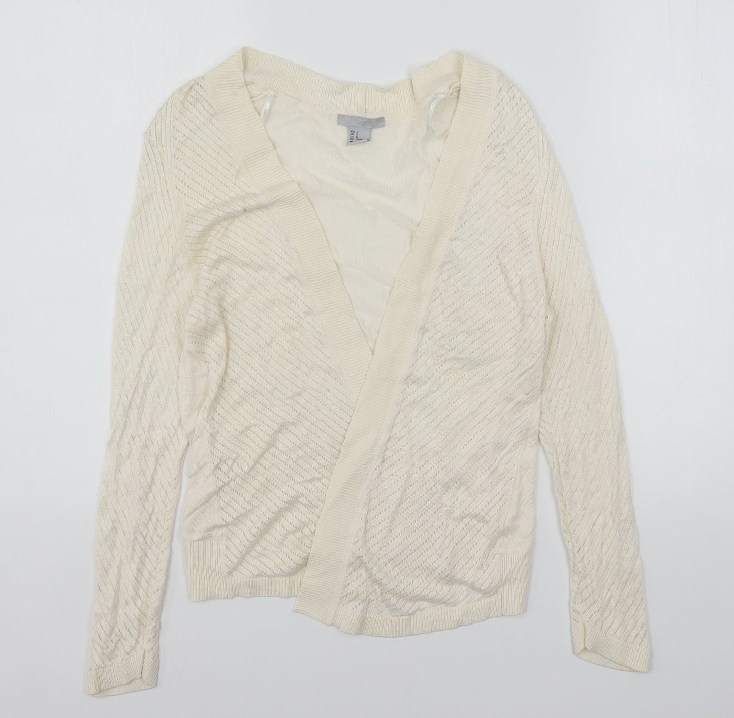 H&M Womens Beige V-Neck  Polyester Cardigan Jumper Size M