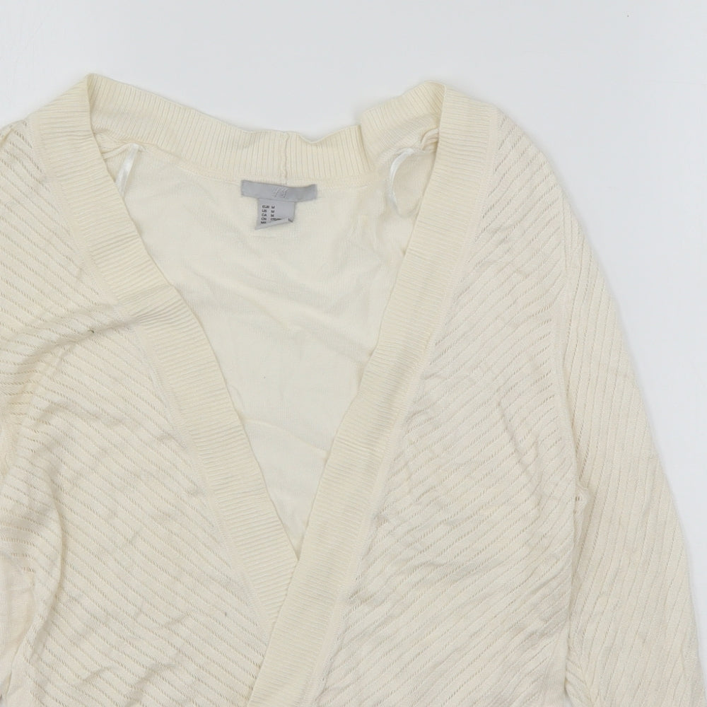 H&M Womens Beige V-Neck  Polyester Cardigan Jumper Size M