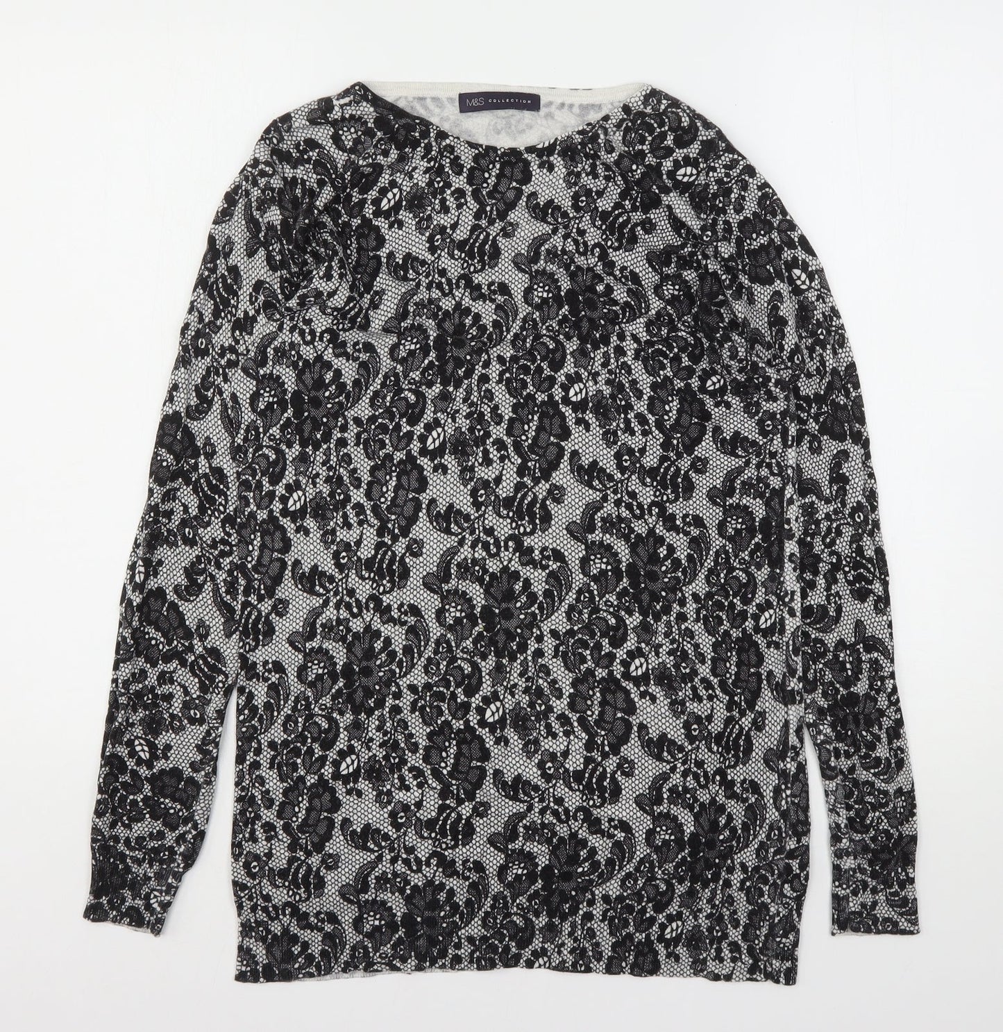 Marks and Spencer Womens Multicoloured Round Neck Floral Viscose Pullover Jumper Size 10