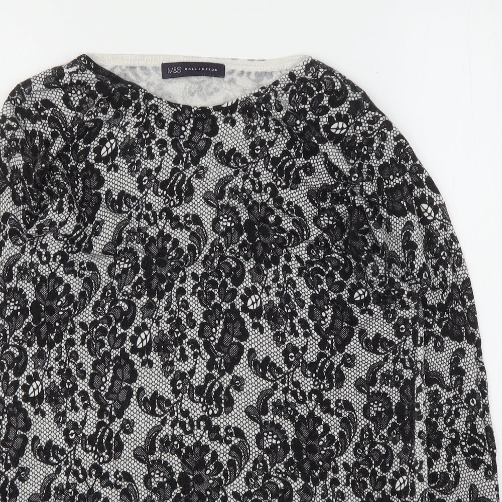 Marks and Spencer Womens Multicoloured Round Neck Floral Viscose Pullover Jumper Size 10