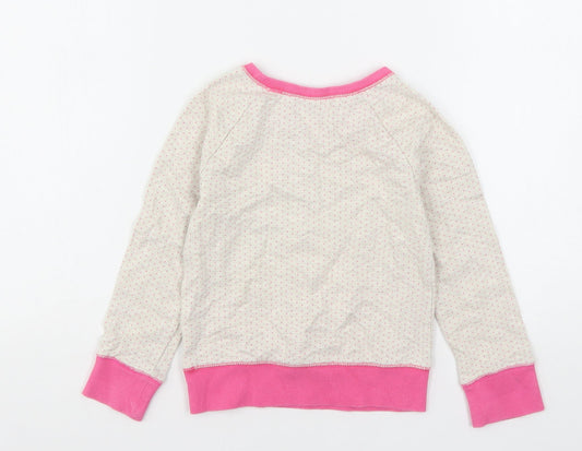 NEXT Girls Multicoloured Polka Dot Cotton Pullover Sweatshirt Size 4-5 Years