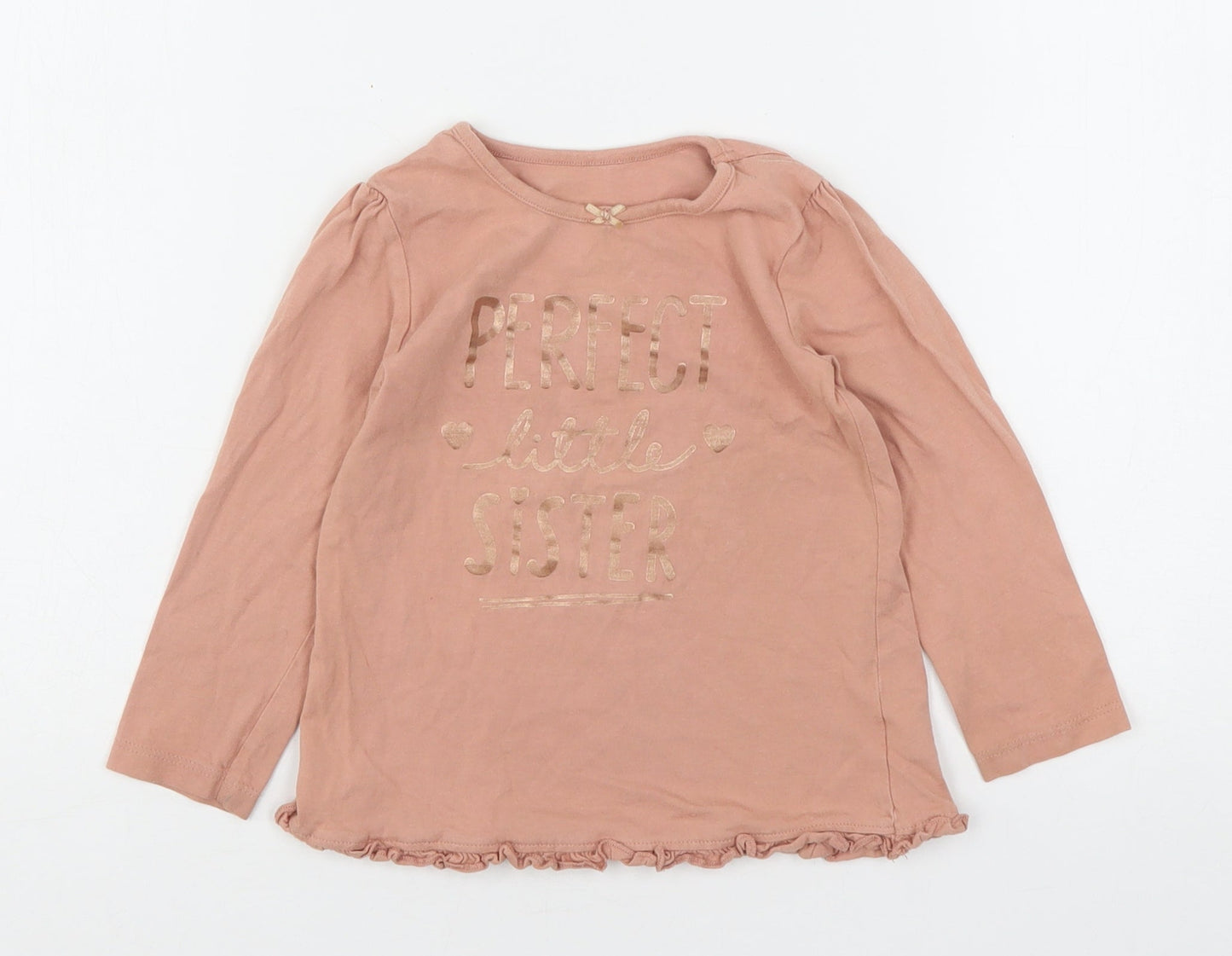 George Girls Pink  Cotton Basic T-Shirt Size 18-24 Months Round Neck  - Perfect Little Sister