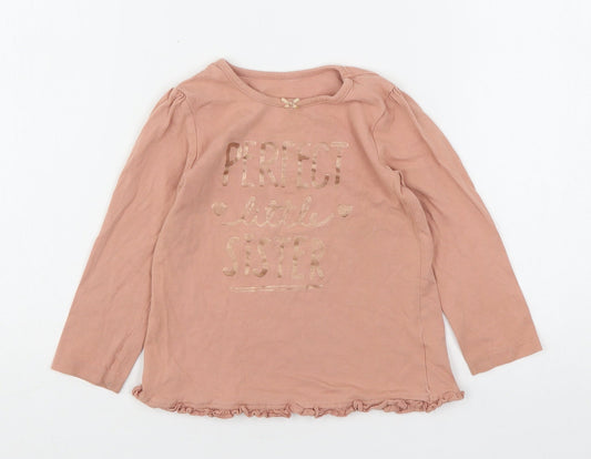 George Girls Pink  Cotton Basic T-Shirt Size 18-24 Months Round Neck  - Perfect Little Sister