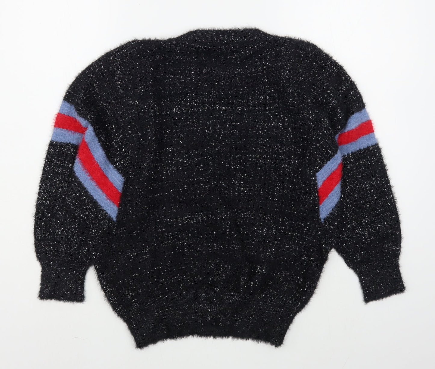 DK Womens Black Round Neck  Polyester Pullover Jumper Size L