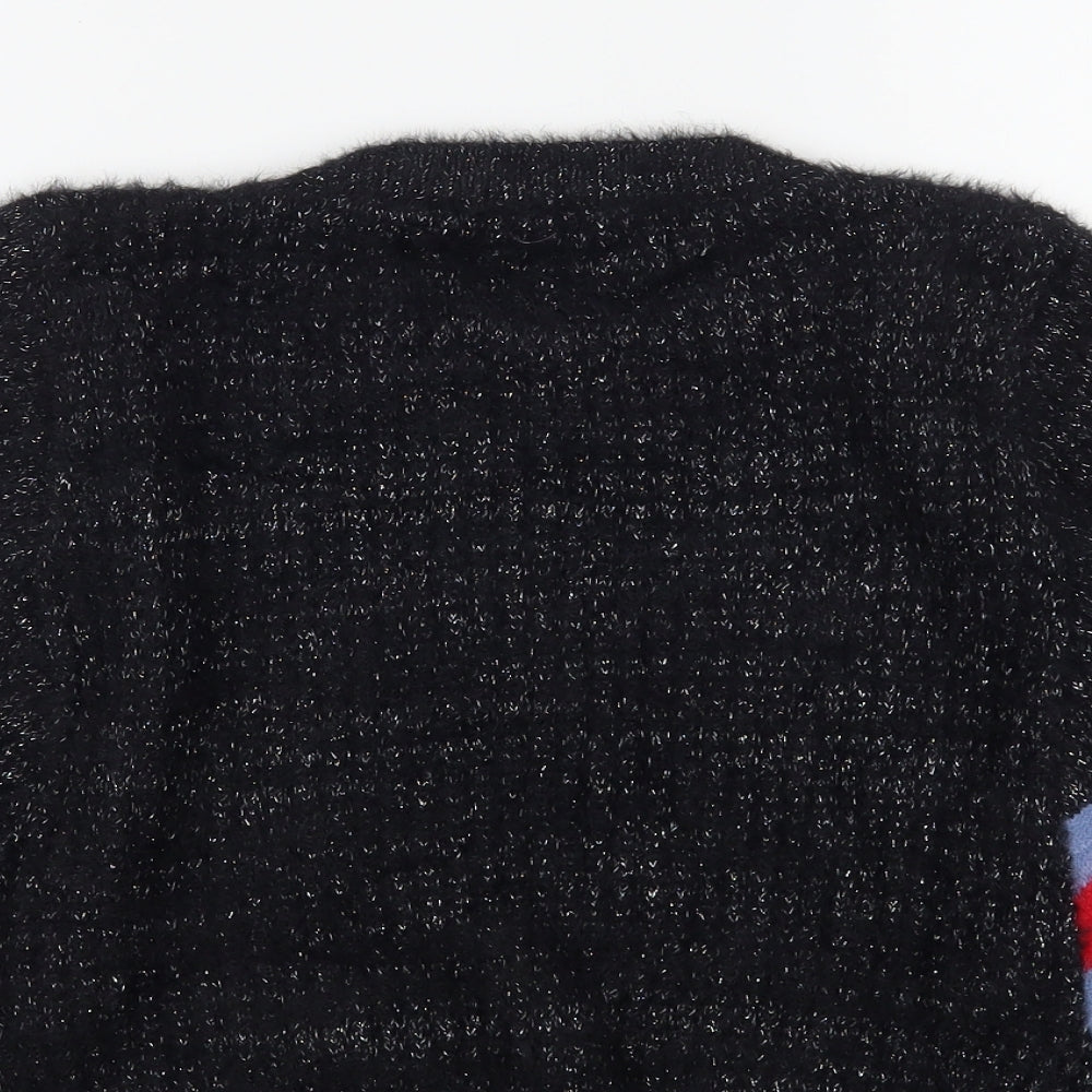 DK Womens Black Round Neck  Polyester Pullover Jumper Size L