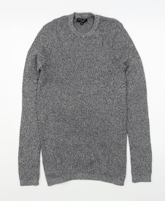 New Look  Mens Grey Round Neck  Cotton Pullover Jumper Size S