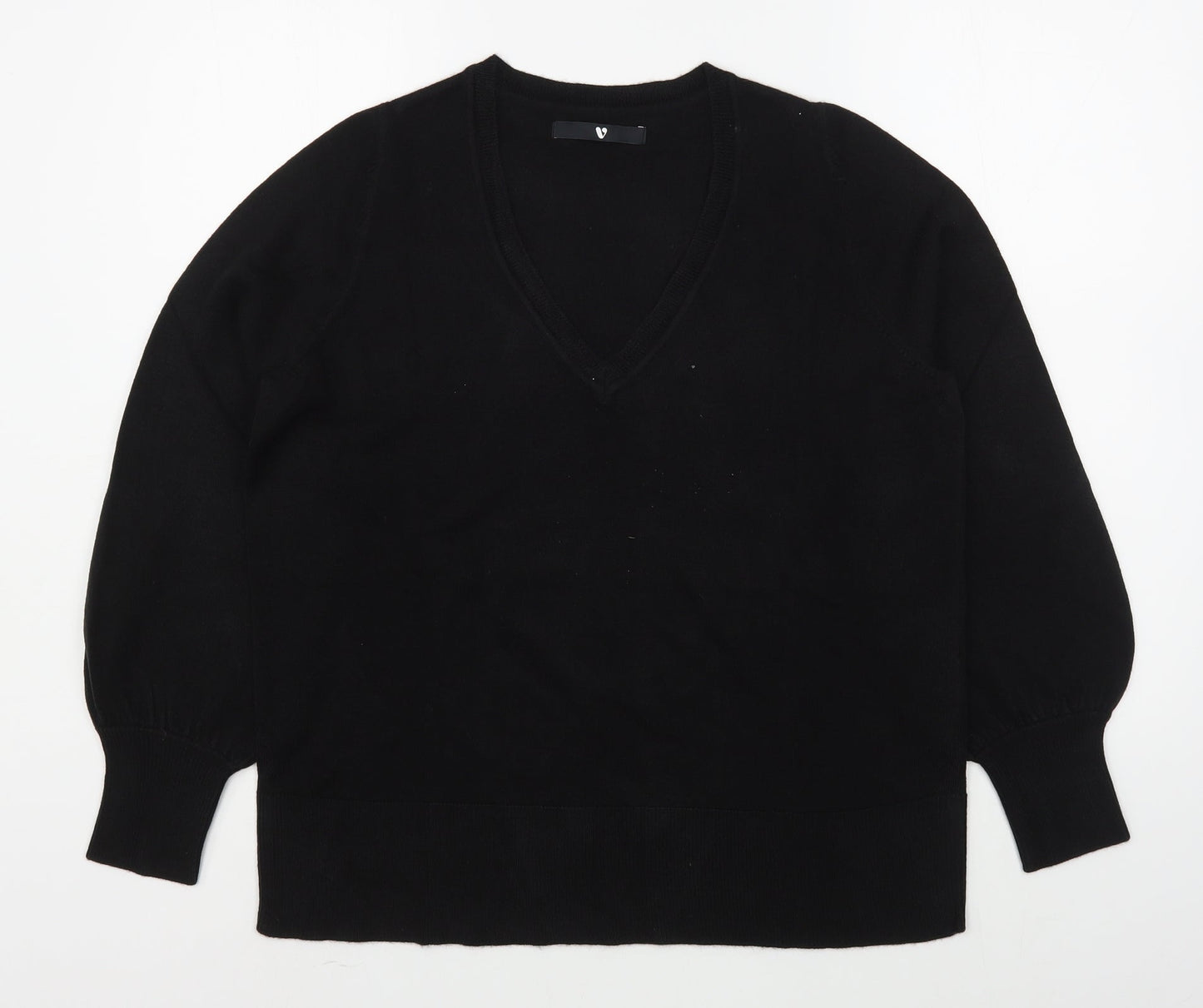 By Very Womens Black V-Neck  Acrylic Pullover Jumper Size 14